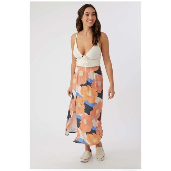 O'Neill Trish Skirt Floral Midi Large Vibrant Print Tropical Beach - Picture 1 of 11